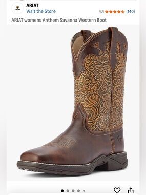 Ariat Woman’s Anthem Savanna Clay Brown Floral-Embossed Western Boot